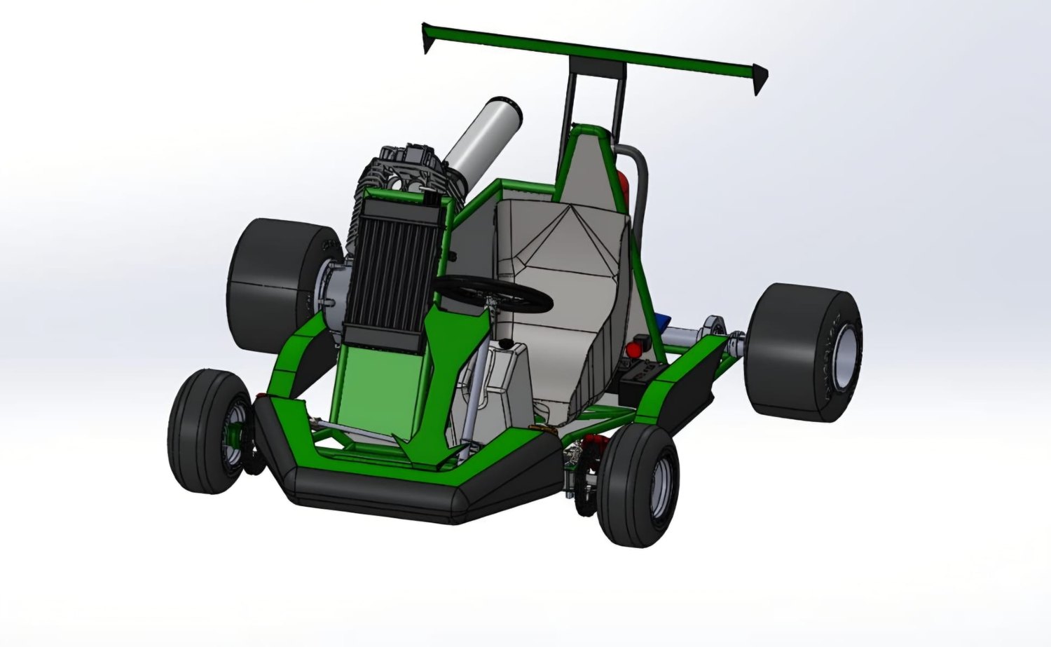 SolidWorks assembly model of the go-kart